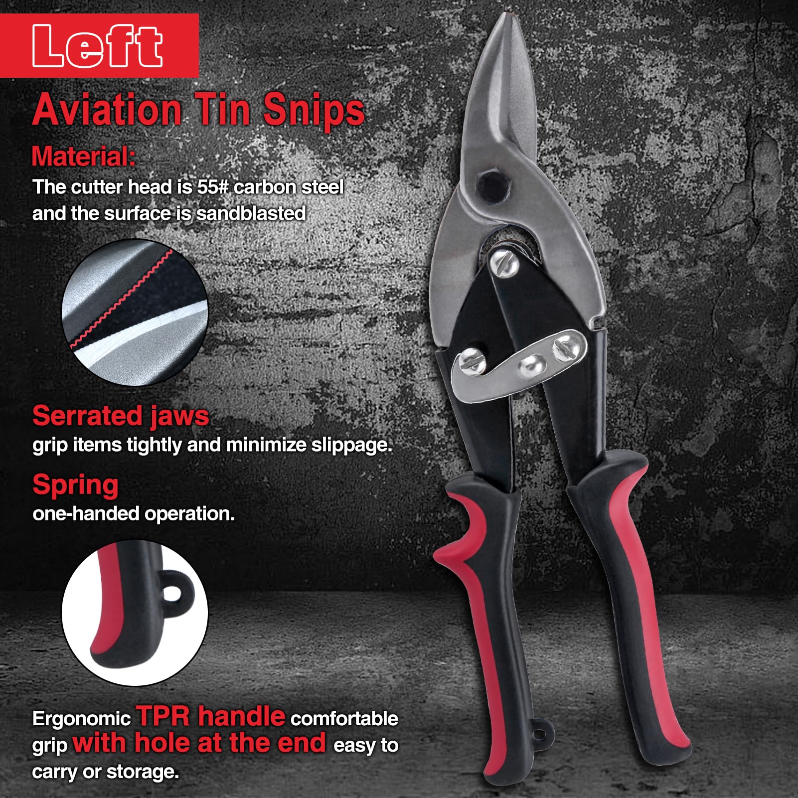 INJOYTEC Aviation Snip Left Cut Aviation Snips Left Cut Regular Tin Cutting Shears Aviation Snips with Wire Cutter Labor Saving Aviation Snips for Cutting Metal Sheet - Image 2