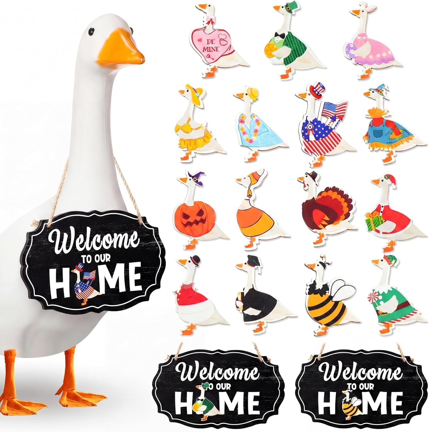 Amazon.com: Memorywuu 16 Pcs Back to School Porch Goose Welcome Sign ...