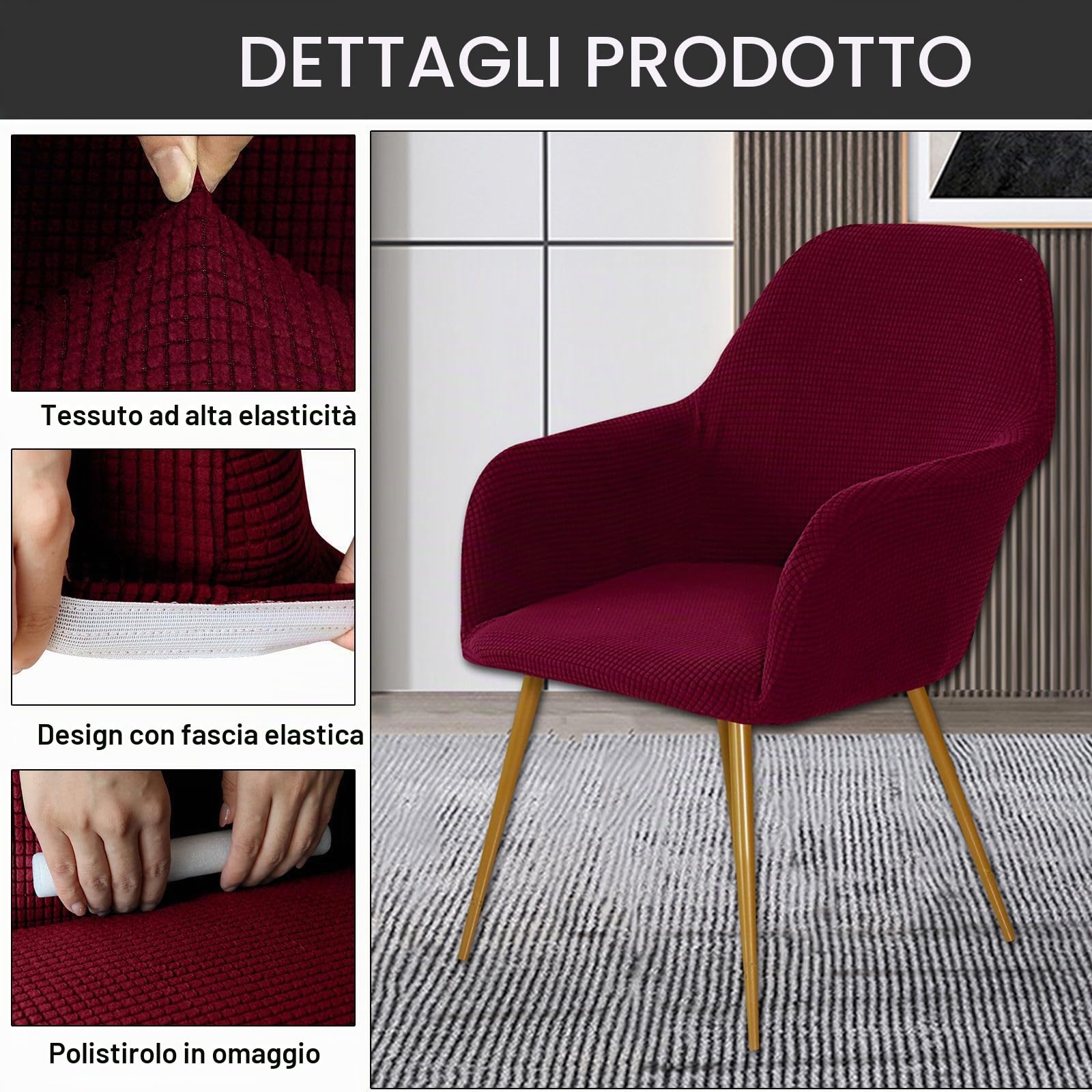 Fodera Poltroncina Sala Pranzo Elasticizzata-Beige-2 Pezzo