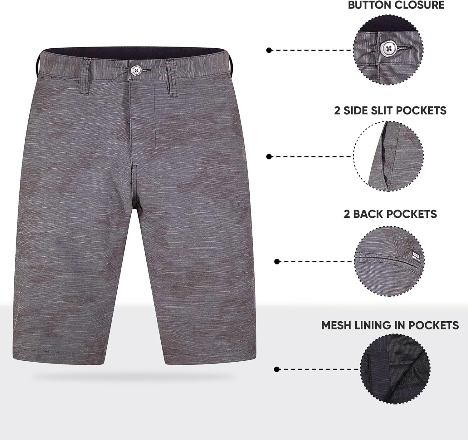 Brickline Mens Shorts for Men, Hybrid Casual Golf Dress Flat Front Quick Dry Stretch Board Shorts, Lightweight Chino Short Black Camo - 33 - Image 3