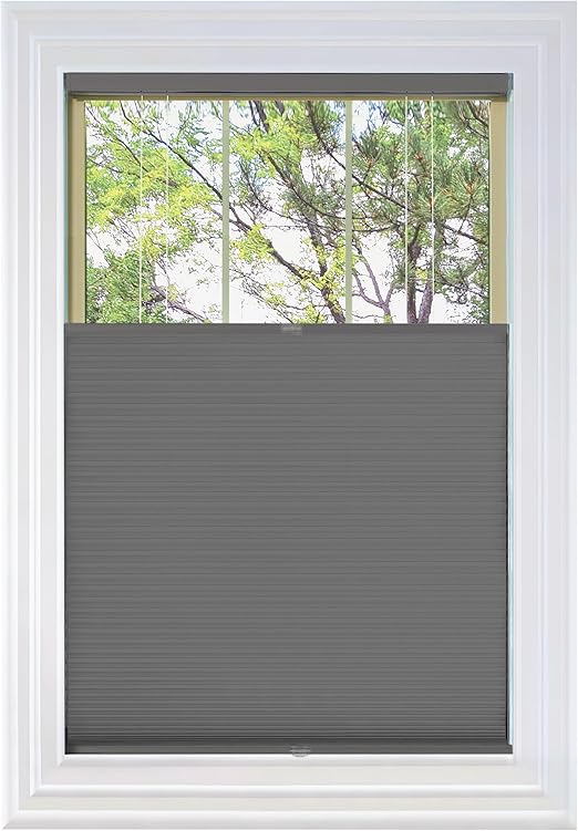BlindsAvenue Cordless Top Down Bottom Up Cellular Honeycomb Shade, 9/16" Single Cell, Blackout, Anthracite, Size: 64" W x 72" H