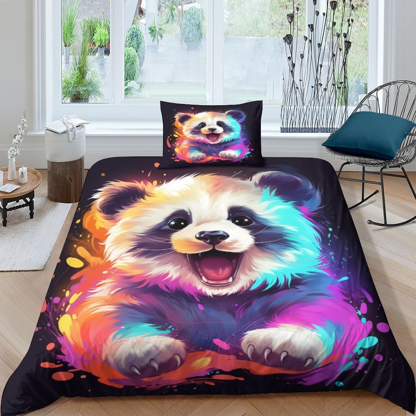 Housses de couettes ours 3D single 135x200 anti-plis pour un lit d'enfant facile à faire