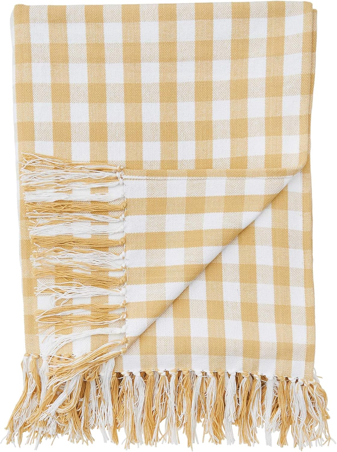C&F Home Ashford Yellow Cornsilk 100% Cotton Accent Throw Blanket 50" x 60" All Seasons Versatile Spring Springtime Summer Farmhouse Machine Wash Soft Cozy Lightweight Decor Decoration Throw Yellow