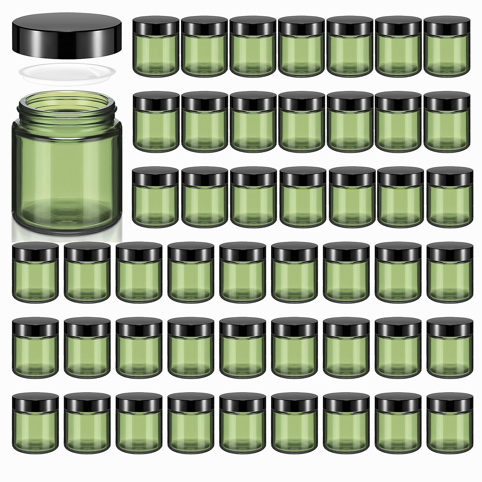 Norme 48 Pcs 4 oz Glass Jars with Lids Leakproof Round Airtight Empty Cosmetic Jars with Inner Liners Lid for Storing Lotions Powder Ointments Candle
