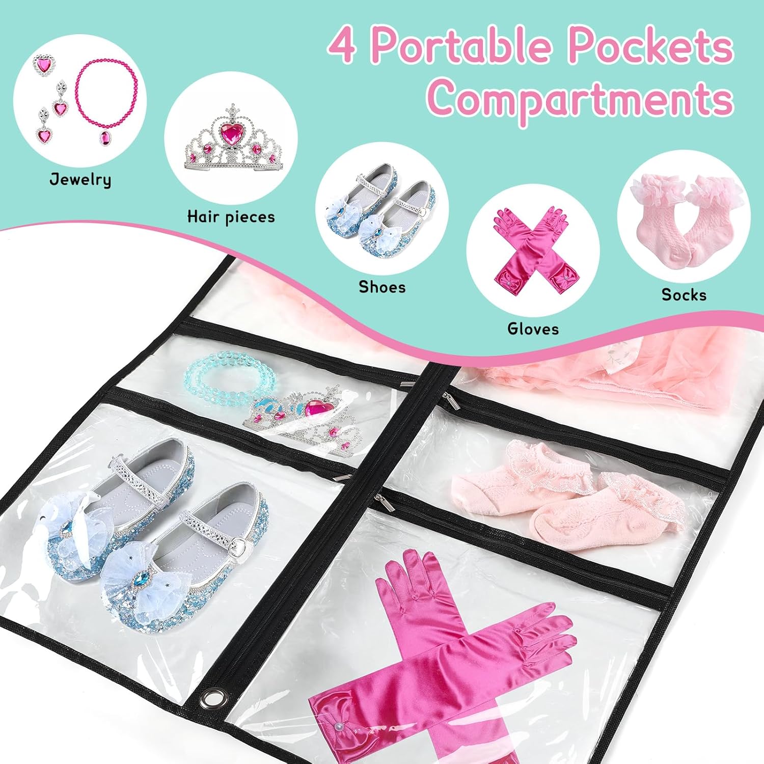 10 Pack Garment Bags for Dance Costumes,40" Kids Clear Garment Bags for Hanging Clothes with 4 Zipper Pocket,Dance Competition Must Haves for Dance Competition, Travel, Closet Storage(Black) - Image 4