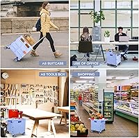 Vista 71 de FELICON SELORSS - Carrito plegable portátil con ruedas para subir escaleras y ruedas giratorias de 360°, mango telescópico, caja de plástico