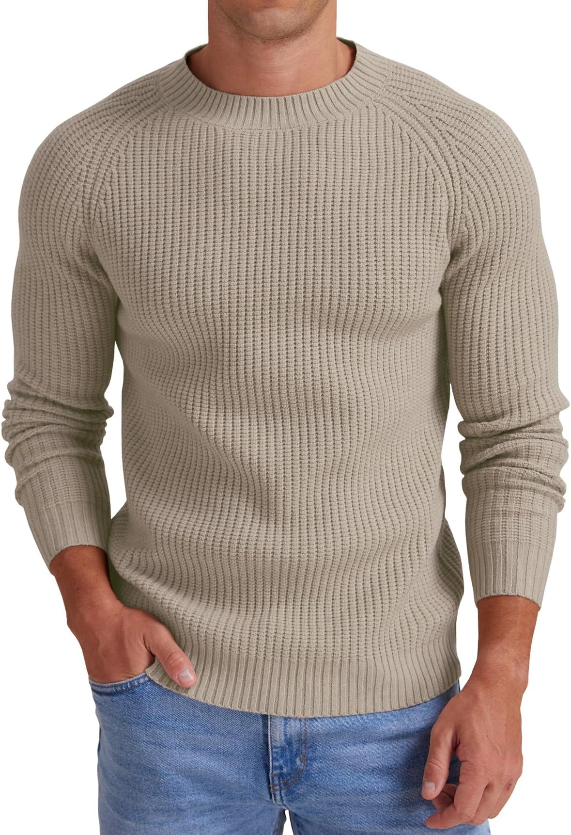 Men's Crewneck Casual Sweater Structured Knit Soft Casual Pullover