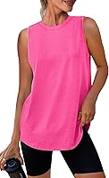 Women's Loose Fit Workout Tank Tops - Breathable Sleeveless High Neck Shirts for Yoga, Running, Tennis
