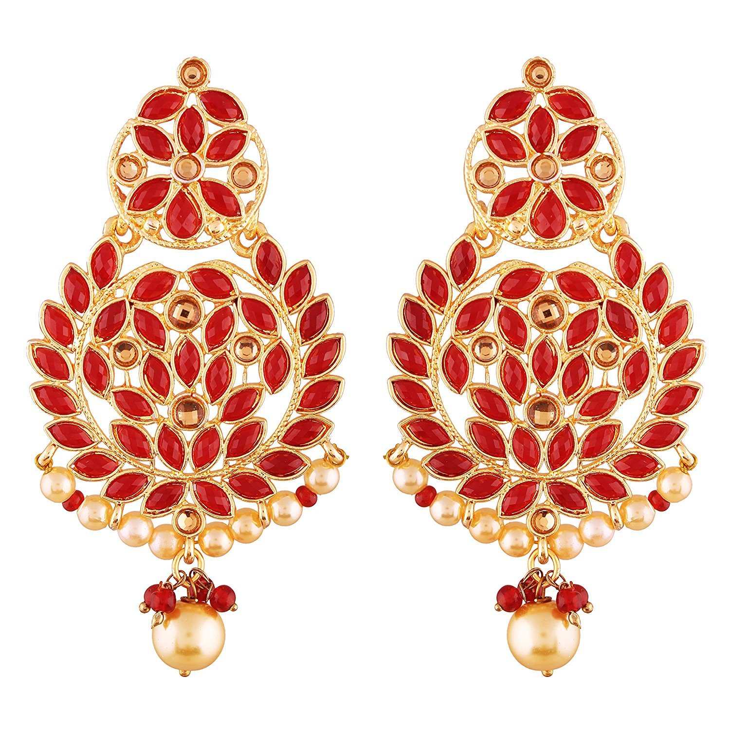 Aheli Stunning Indian Wedding Party Designer Faux Stone Beaded Dangle Earrings Ethnic Traditional Jewelry for Women Girls