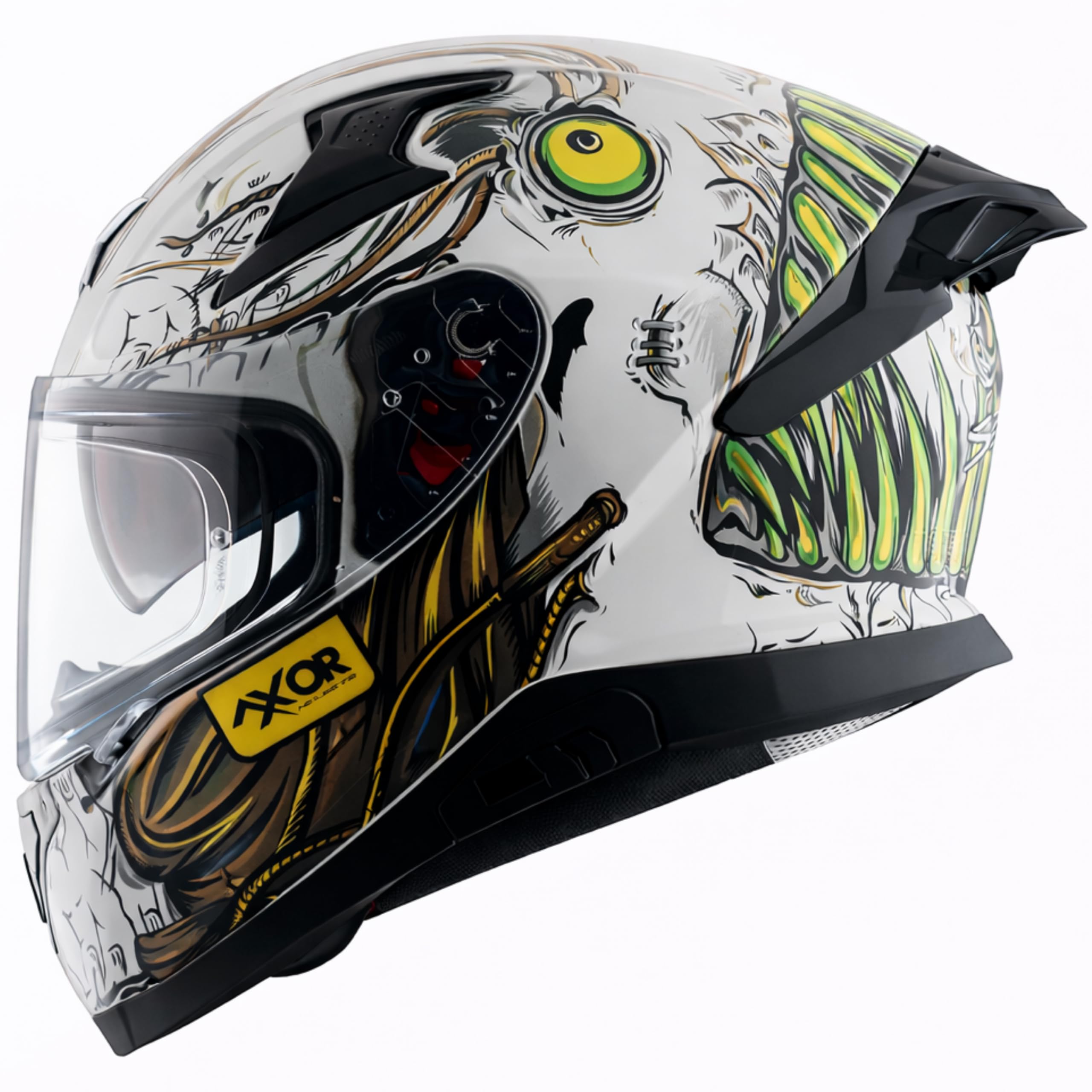 Axor Apex Seadevil ISI ECE DOT Certified Full Face Dual Visor Helmet for Men and Women with Pinlock Fitted Outer Clear Visor and Inner Smoke Sun Visor White Gold(L)-picture-38
