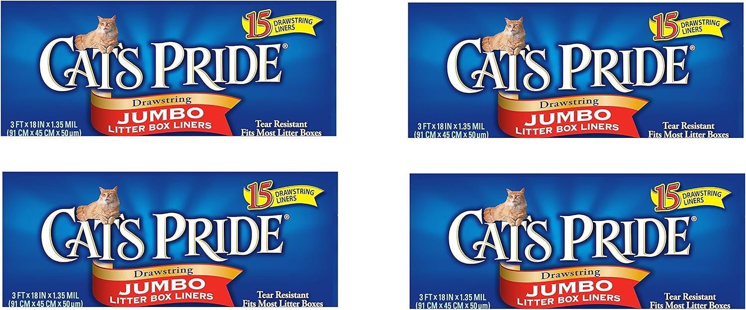 Cat's Pride Drawstring Jumbo Litter Box Liners, 15 Count (4 Pack (15 Count))