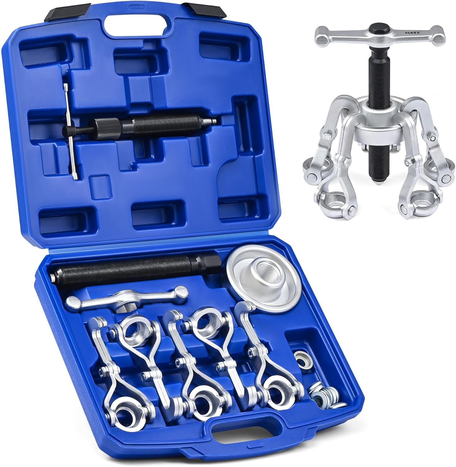 Orion Motor Tech Heavy Duty Hub Puller Kit, Wheel Hub Removal Tool with Adjustable Hooks, Large Brake Drum Puller with Hydraulic Ram, Mechanical Hub Puller Tool Set for Cars Trucks Large Vehicles