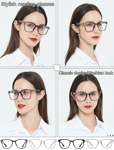 Miniatura 2 de AEZUNI Anteojos de lectura cuadrados de gran tamaño para mujer, de gran tamaño, a la moda, grandes lectores, 100, 150, 200, 250, 300, 350 (Demi,2.0)