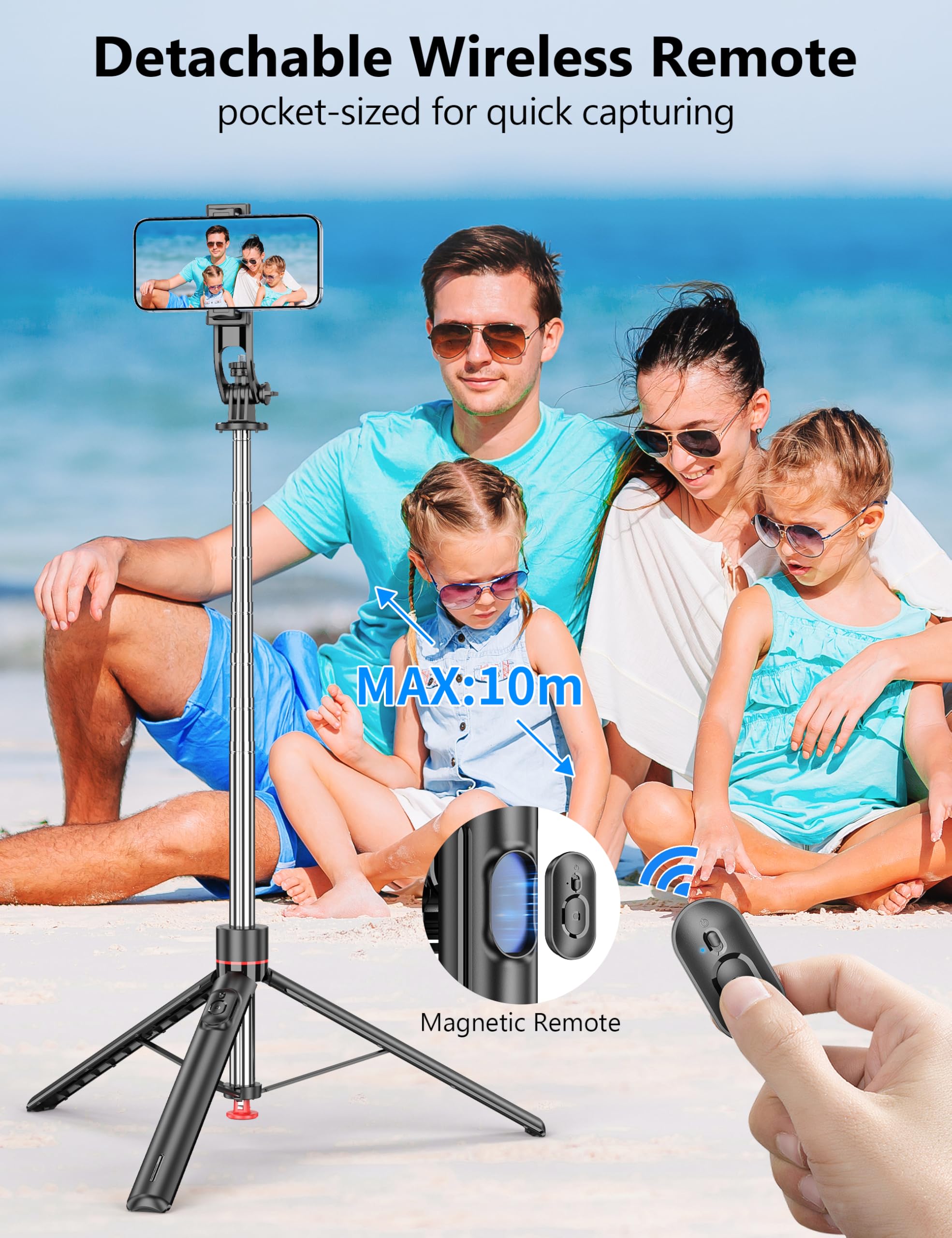 Selfie Stick Treppiede Con Telecomando 360° – Altezza 168cm, Bianco, Per Smartphone C481