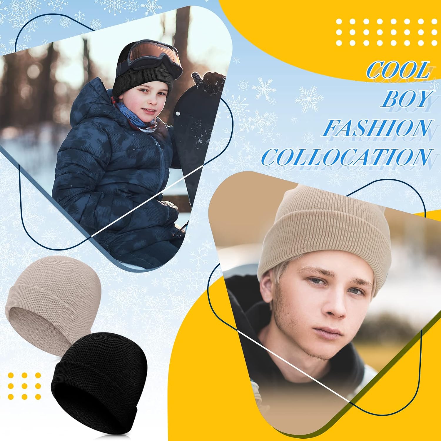Handepo 50 Pcs Kids Knit Beanie Hat Bulk Windproof Unisex Cozy Children Warm Acrylic Cap for Winter Cold Weather