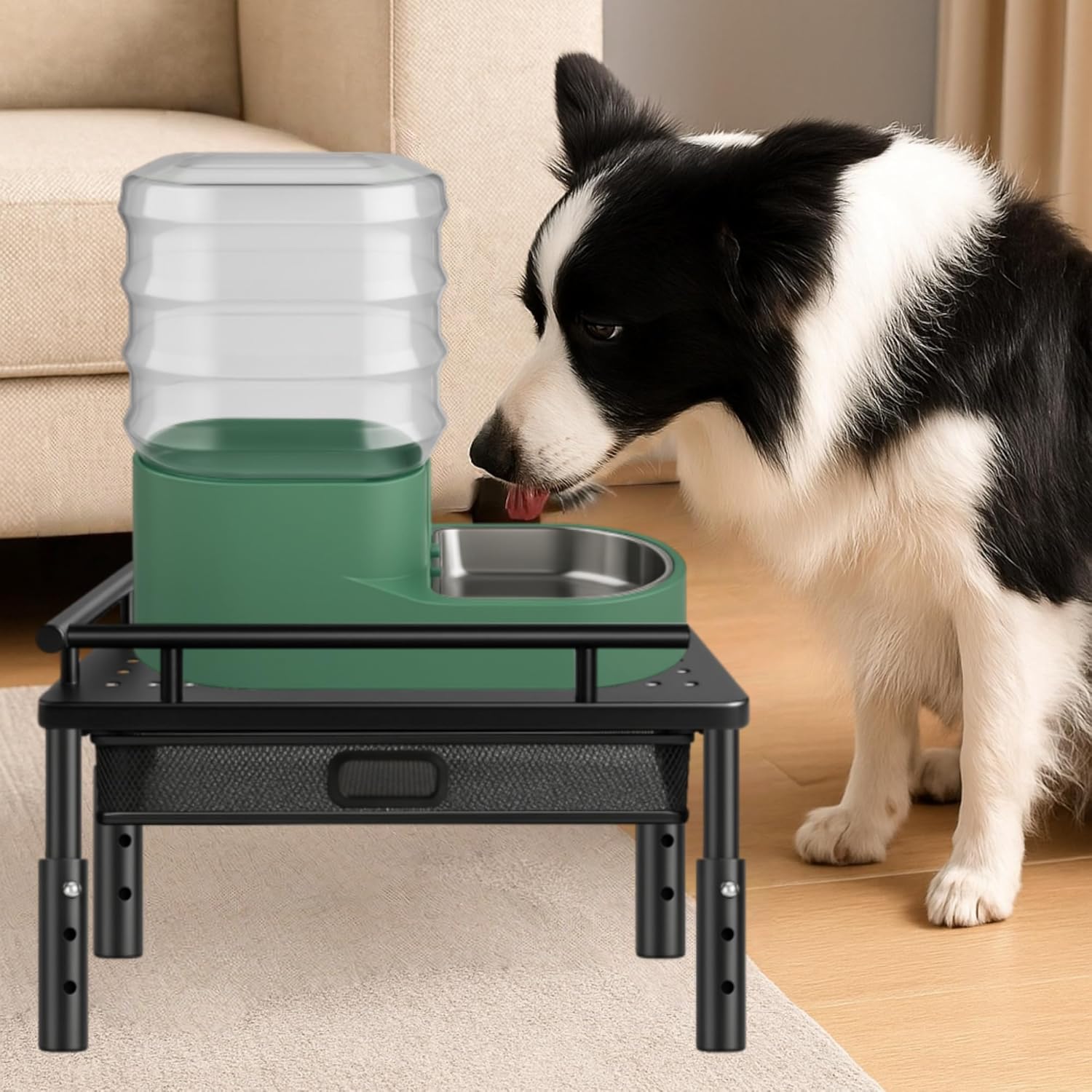 Dog Water Dispenser Stand with Storage Drawer, Metal Raised Holder for Pet Automatic Feeders, Height Adjustable Elevated Stand for Pet Feeders, Suitable for Cats, Small & Medium Dogs [Stand Only]
