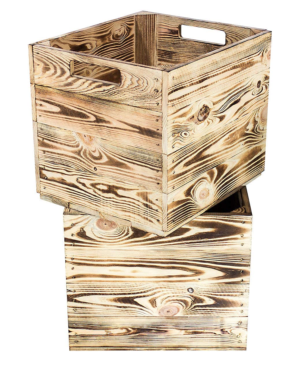 4 schöne Korbkisten aus Holz, passend für Kallax Ikea, zum Verstauen von Schulsachen / Spielzeug, neu, 37,5x32x32,5cm (geflammt)