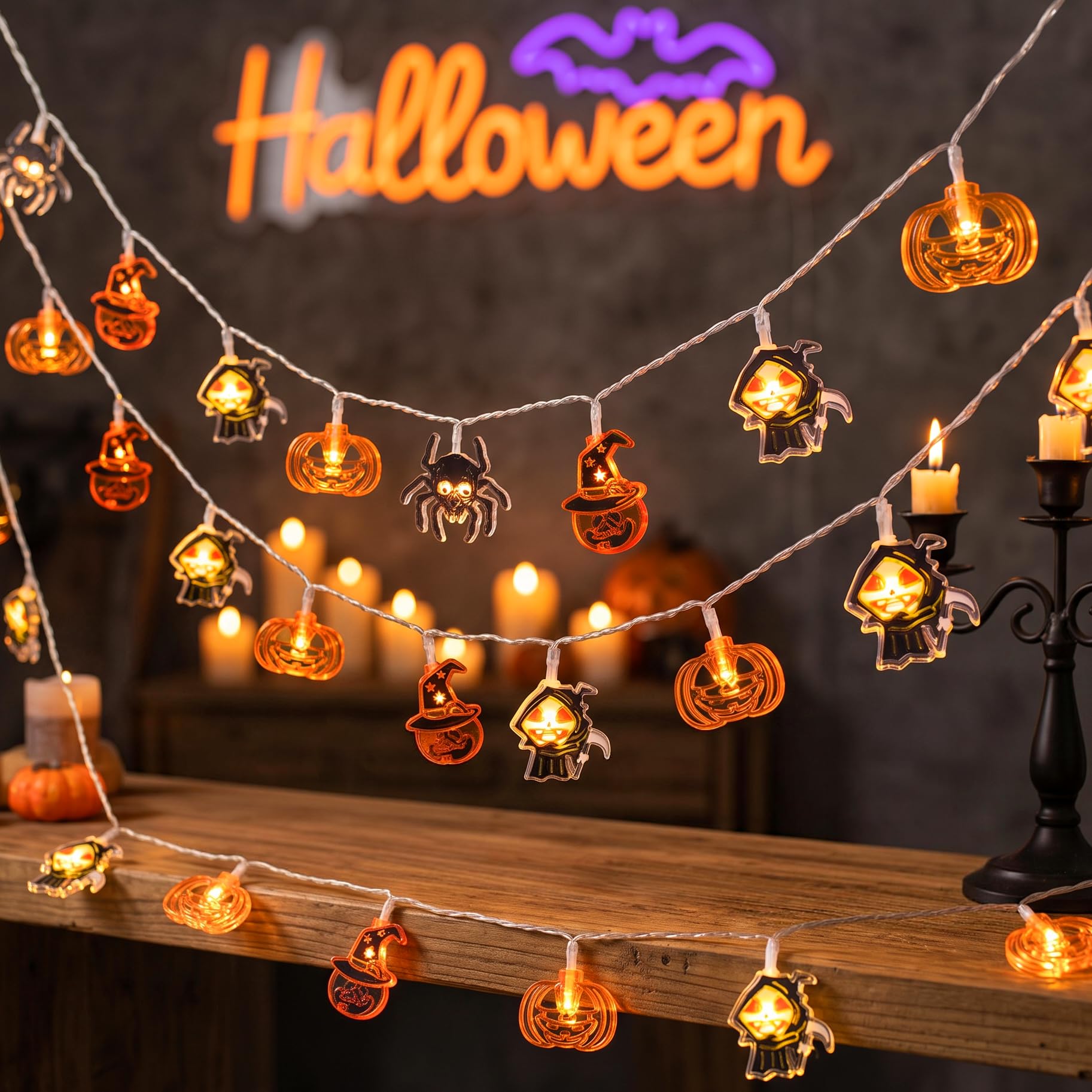 Halloween String Lights 10FT 20LED Halloween Fairy Lights Decor with Timer โ image 1