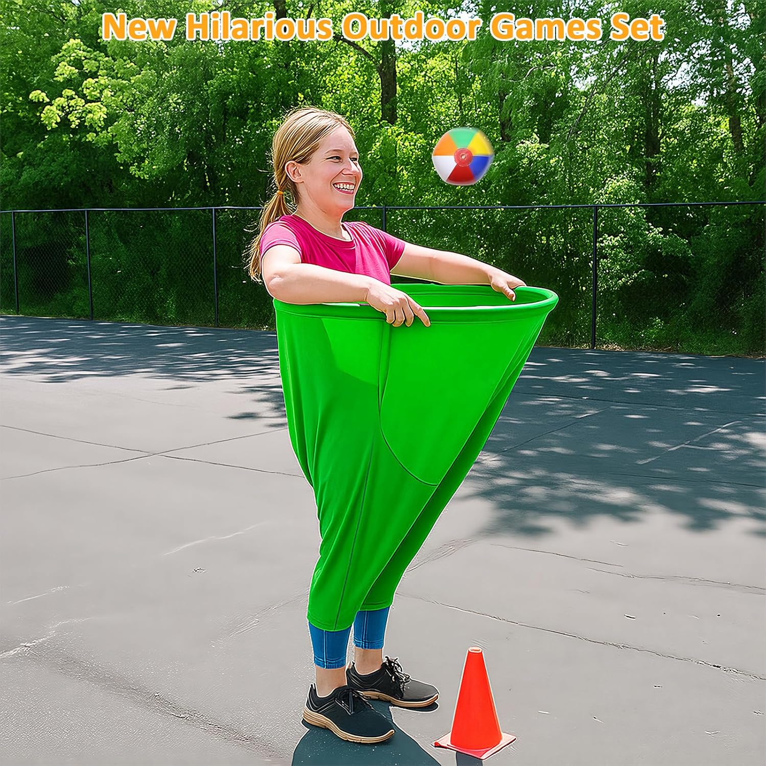 Granny Pants Yard Game Sets Oversized Granny Pants Outdoor Game 2 Pcs Freaky Party Games Pants with 10 Bouncy Balls for Adults Kids Yard Family Reunion Backyard Parties Field Day