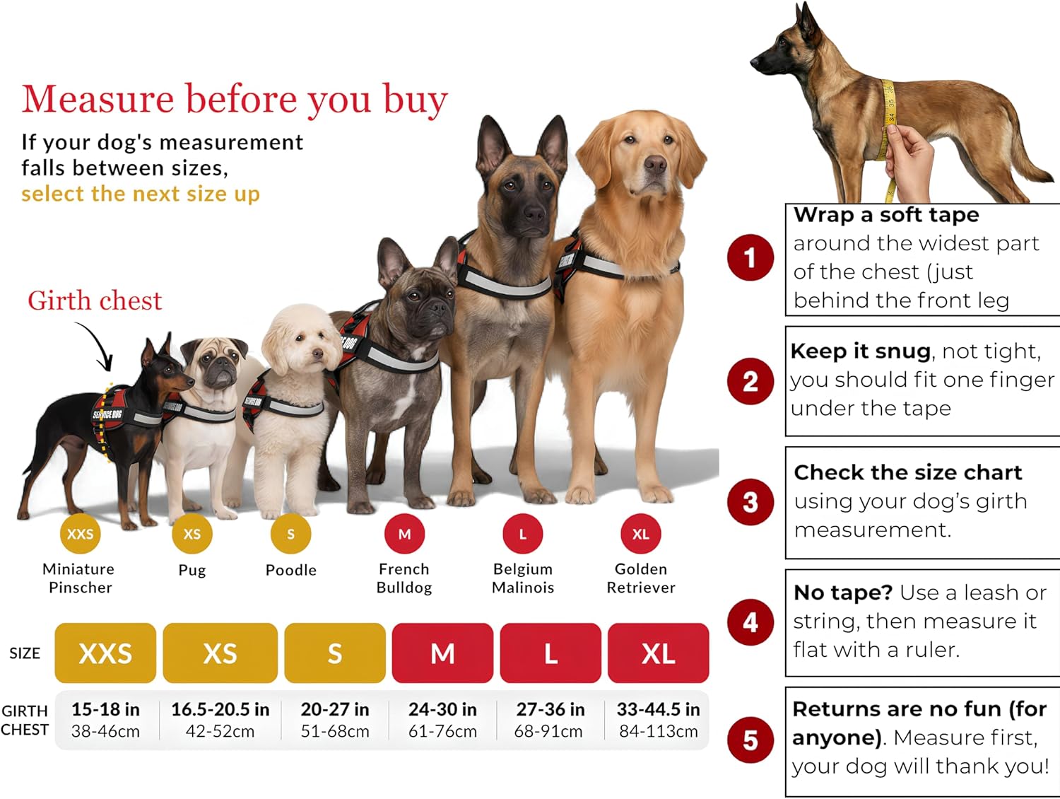 Albcorp Reflective Therapy Dog Vest Harness with 2 Removable Patches, Adjustable Woven Nylon, for Therapy Visits and Volunteer Programs, Red, Medium