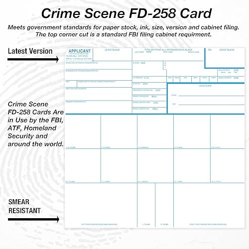 Miniatura 2 de Crime Scene Tarjetas de huellas dactilares, solicitante FD-258 (paquete de 250)