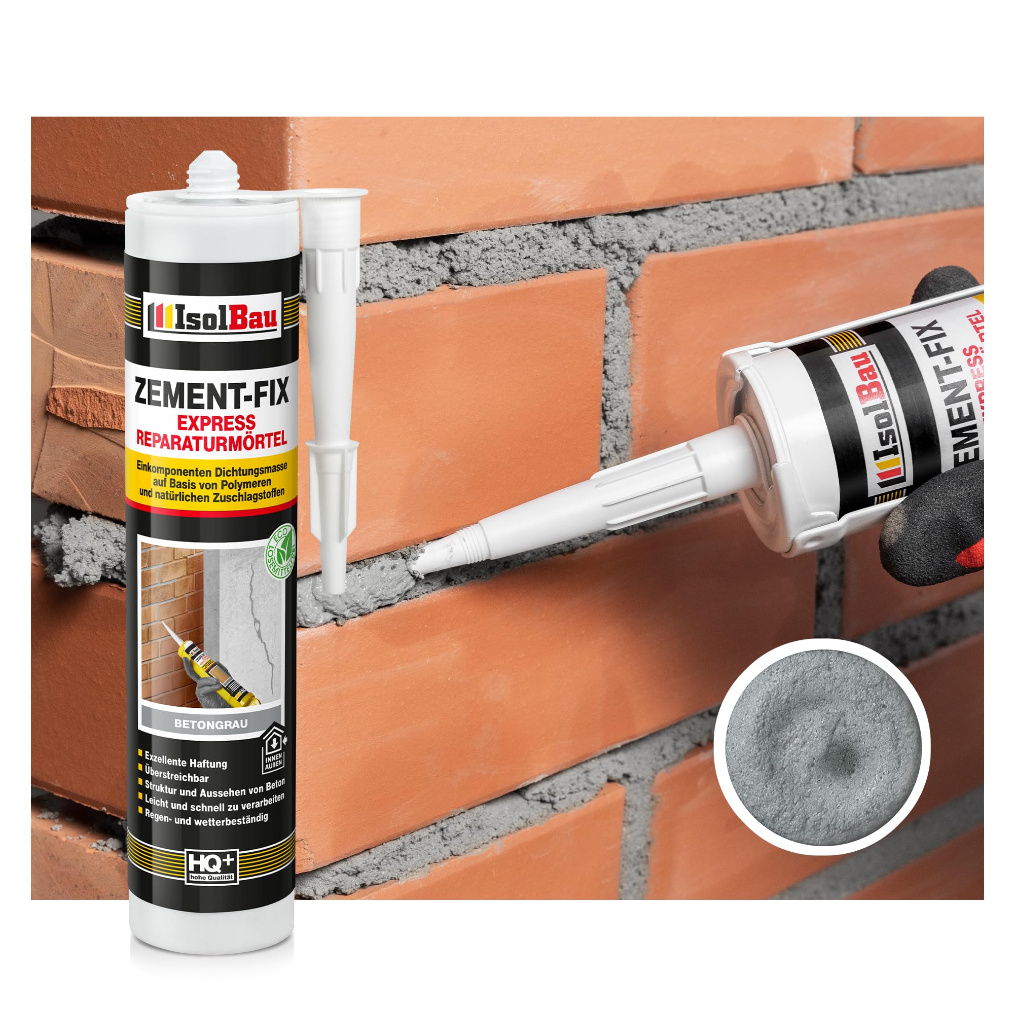 Isolbau Zement-Fix Express Lot de 4 cartouches de mortier de réparation pour joints et fissures en intérieur et extérieur Gris béton 300 ml