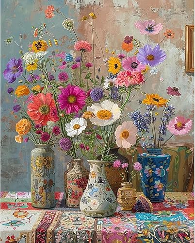 Eiazuiks Kits de pintura de diamantes para adultos, flores coloridas 5D, kit de arte de diamantes de perforación completa para regalo, decoración