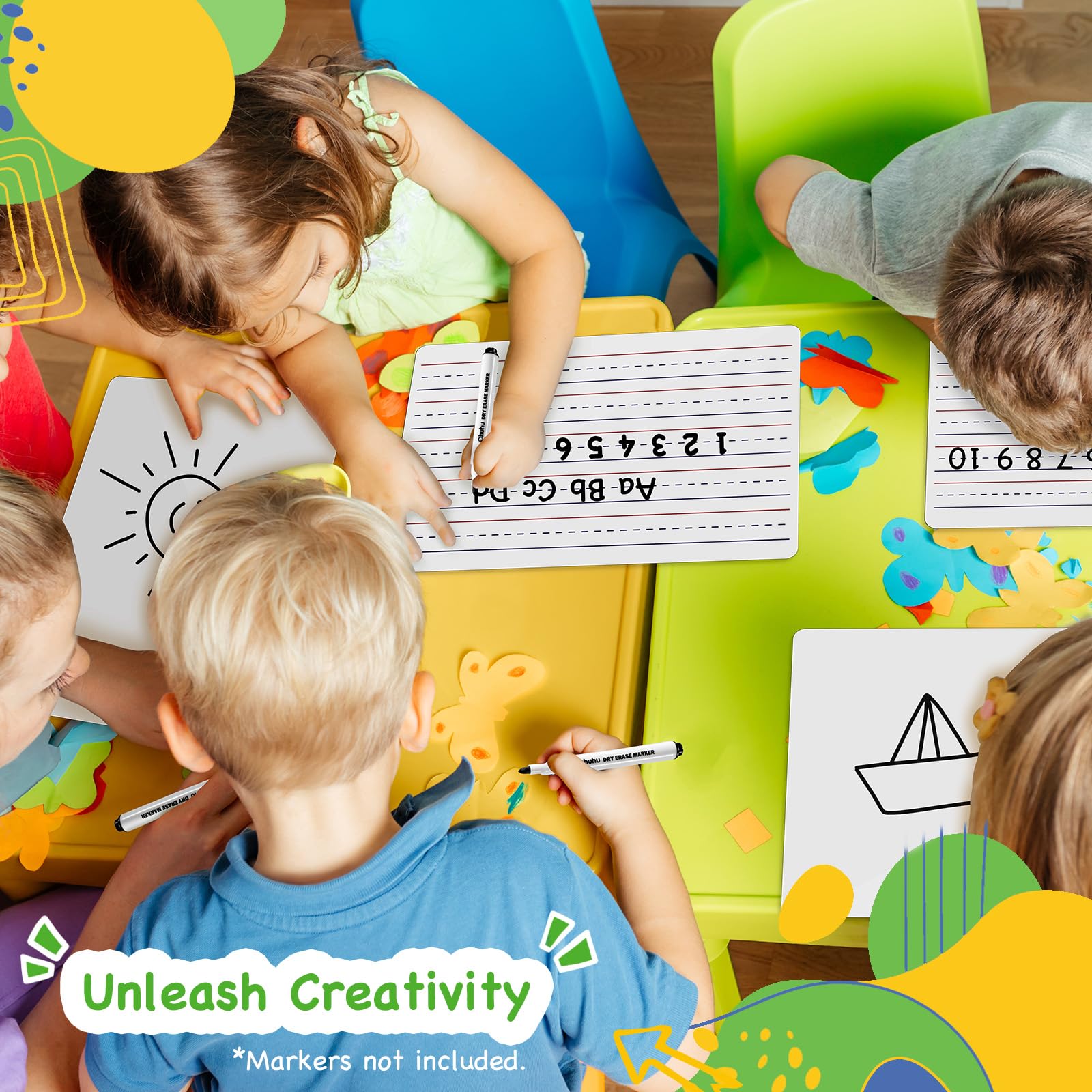 Ohuhu Whiteboard Klein A4, Doppelseitige Mini White Board, Trocken Abwischbare, Tragbares, für Schüler, Klassenzimmer, Schule, Heim und Büro (Blank & Lined, Only Whiteboard - 30 Pack)