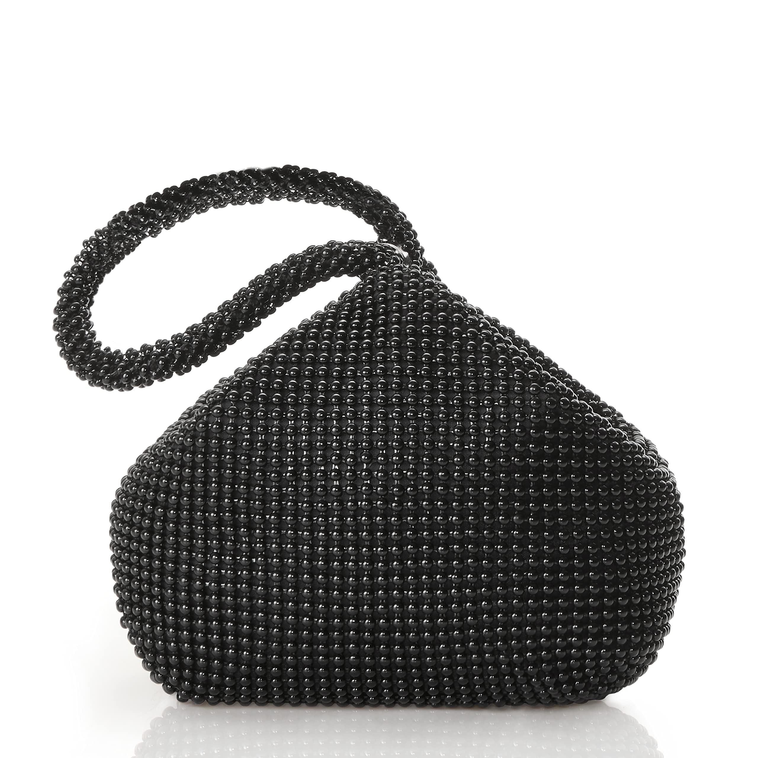 BABEYOND Bolso de mano para mujer de los años 20 con diamantes de imitación, bolso de noche, fiesta, bolso elegante, bolso de graduación, accesorios de boda para novia, 1 negro, talla única, Retro