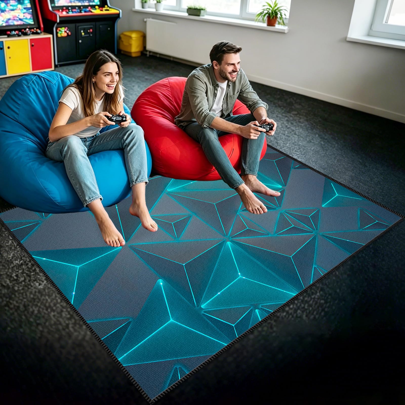 Tappetino Antiscivolo per Sedia da Gioco, Protezione per Pavimento per Scrivania, Tappeto da Gioco per Camera dei Ragazzi, Tappeto per Sedia Gaming, 3D Esports Tappeti, Tappeto Salotto 80 x 160cm