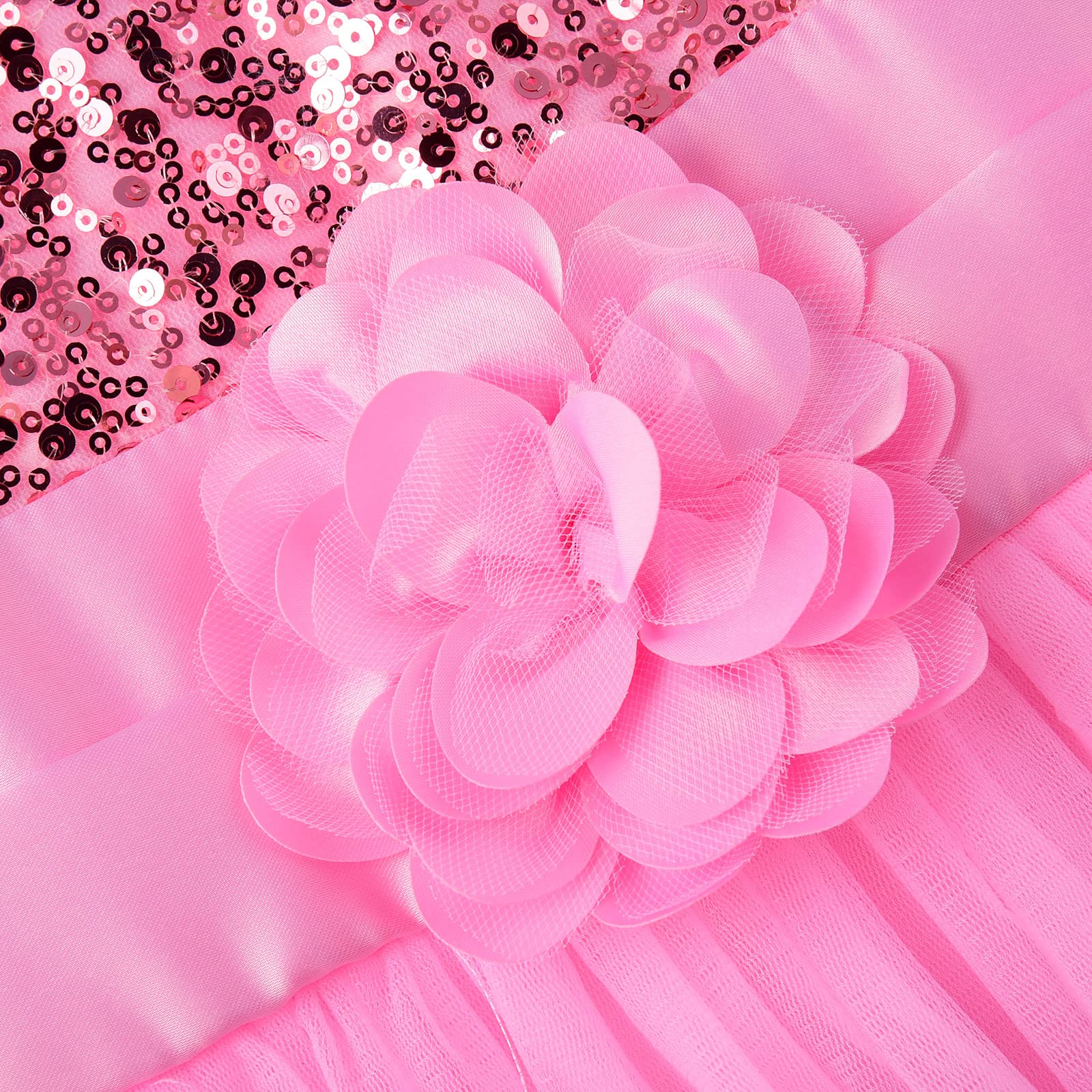Uhnice Vestito Bambina Damigella Paillettes Tulle Senza Maniche Abito Principessa per Matrimonio Compleanno Cerimonia