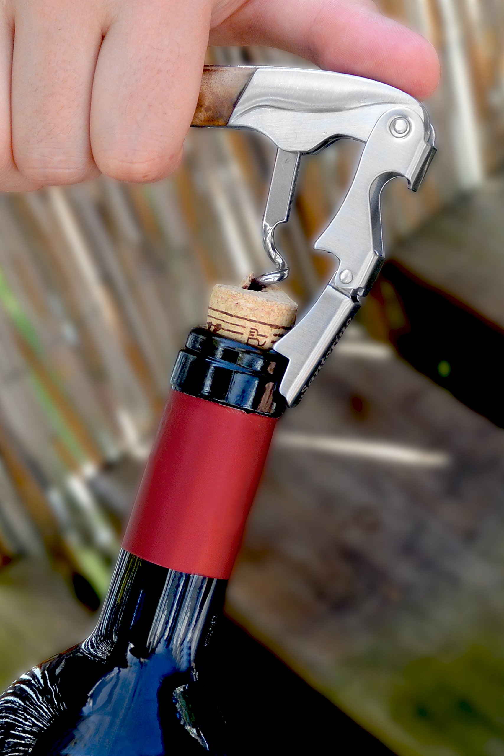 Santorino® Cavatappi | Coltello di Sommelier di Legno Esclusivo Campeche, Apribottiglie di vino in 2 passi, Cavitappi, Coltello da cameriere