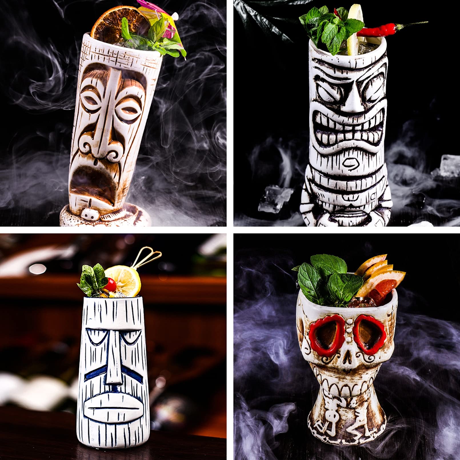 Cocktailgläser - Hawaii Deko - Bar Zubehör - Cocktail Gläser - Cocktail set - Cocktail Deko - Cocktail Zubehör - Cocktailgläser set - Tiki Gläser hawaiianische Tiki-Tasse,Q7