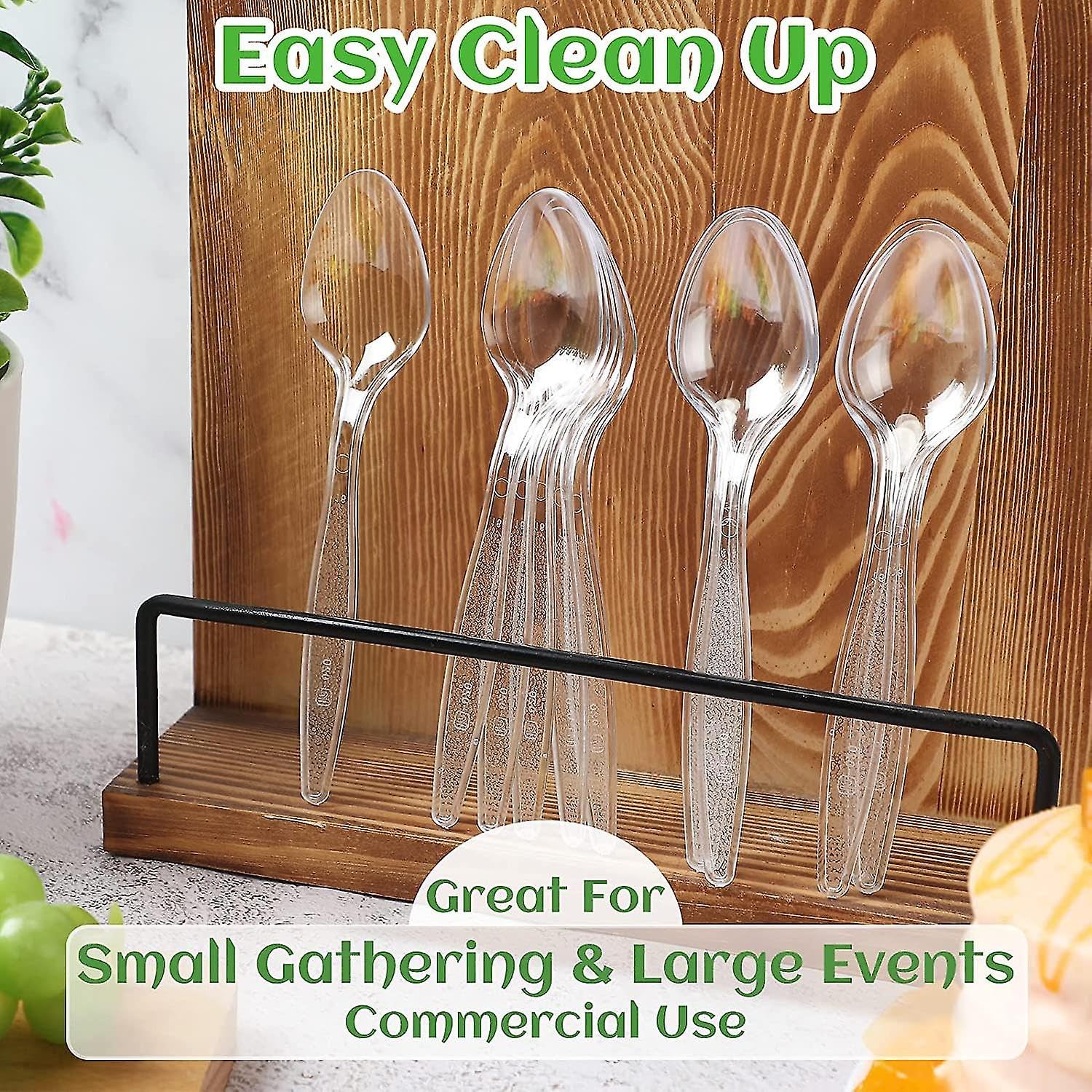 100 Pack Clear Plastic Spoons - Heavy Duty Disposable BPA-Free Crystal Cutlery for Kitchen, Office, Picnic, and Party Use | Premium Plastic Utensils Bulk for Weddings, BBQs, Birthdays and Events