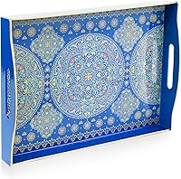 Vista 57 de Gifturbo Bandeja negra para servir, bandejas decorativas de mármol con asas, bandeja de mesa auxiliar, bandejas de plástico rectangulares otomanas