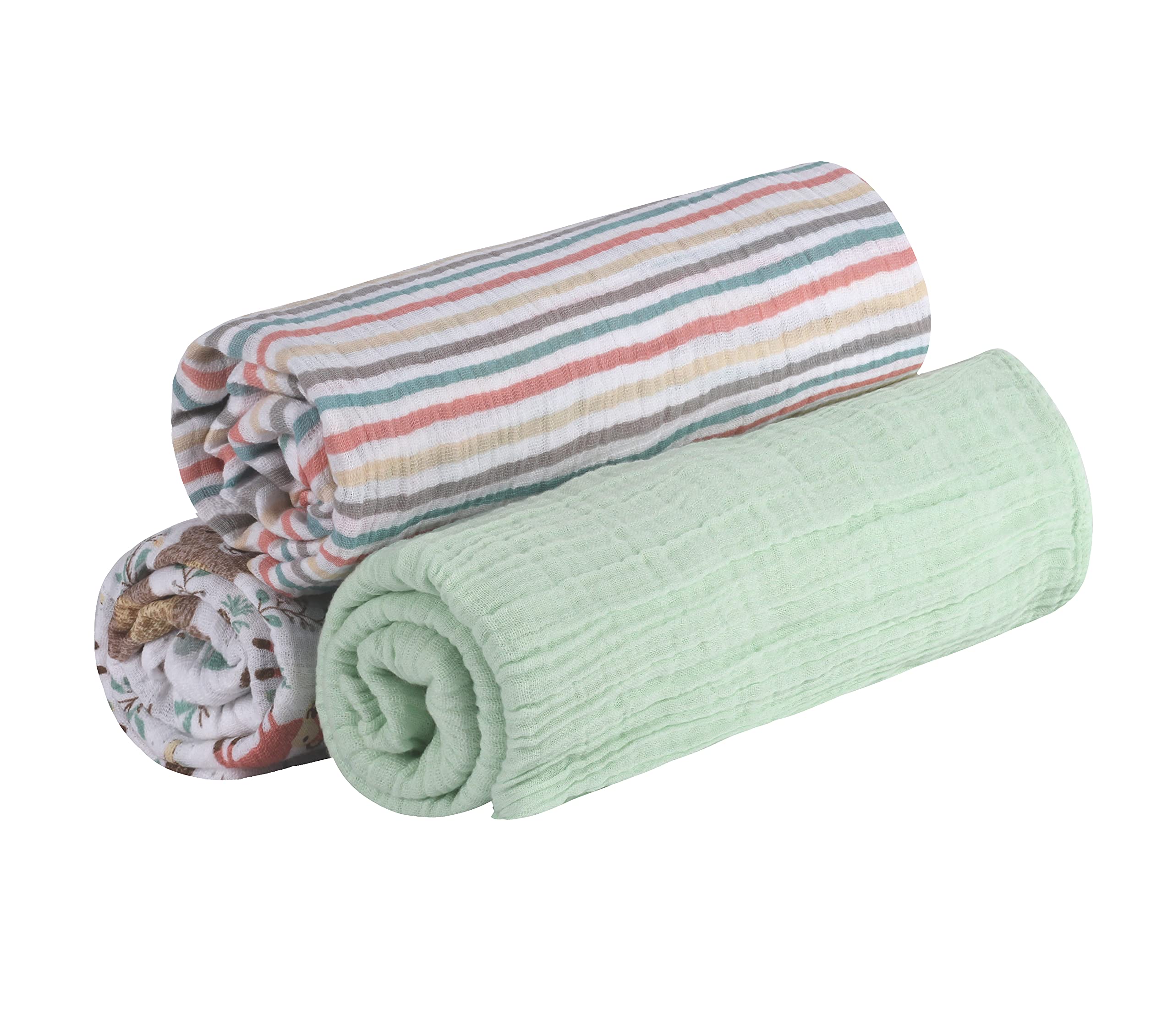 abracadabra Cotton Muslin Swaddle Wraps for New Born Baby, 0-18 M+ (110 cm X 110 cm, Pack of 3) - Bambi & Friends-picture-12