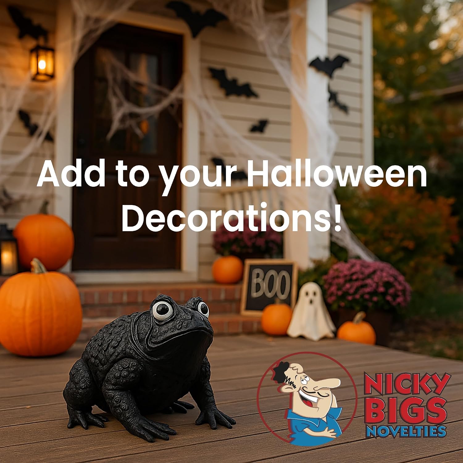 Nicky Bigs Novelties Morph Giant Rubber Black Witches Toad Halloween Prop Decoration Large Frog Statue Figure 10 Inches Long
