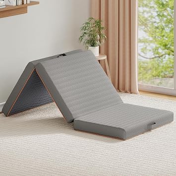 Warmiehomy Folding Mattress Single, 10CM Foldable Memory Foam Mattress with Washable Cover, Portable Trifold Floor Mattress for Travel, Camping, Guest, Dorm, Playroom, Home, Caravans