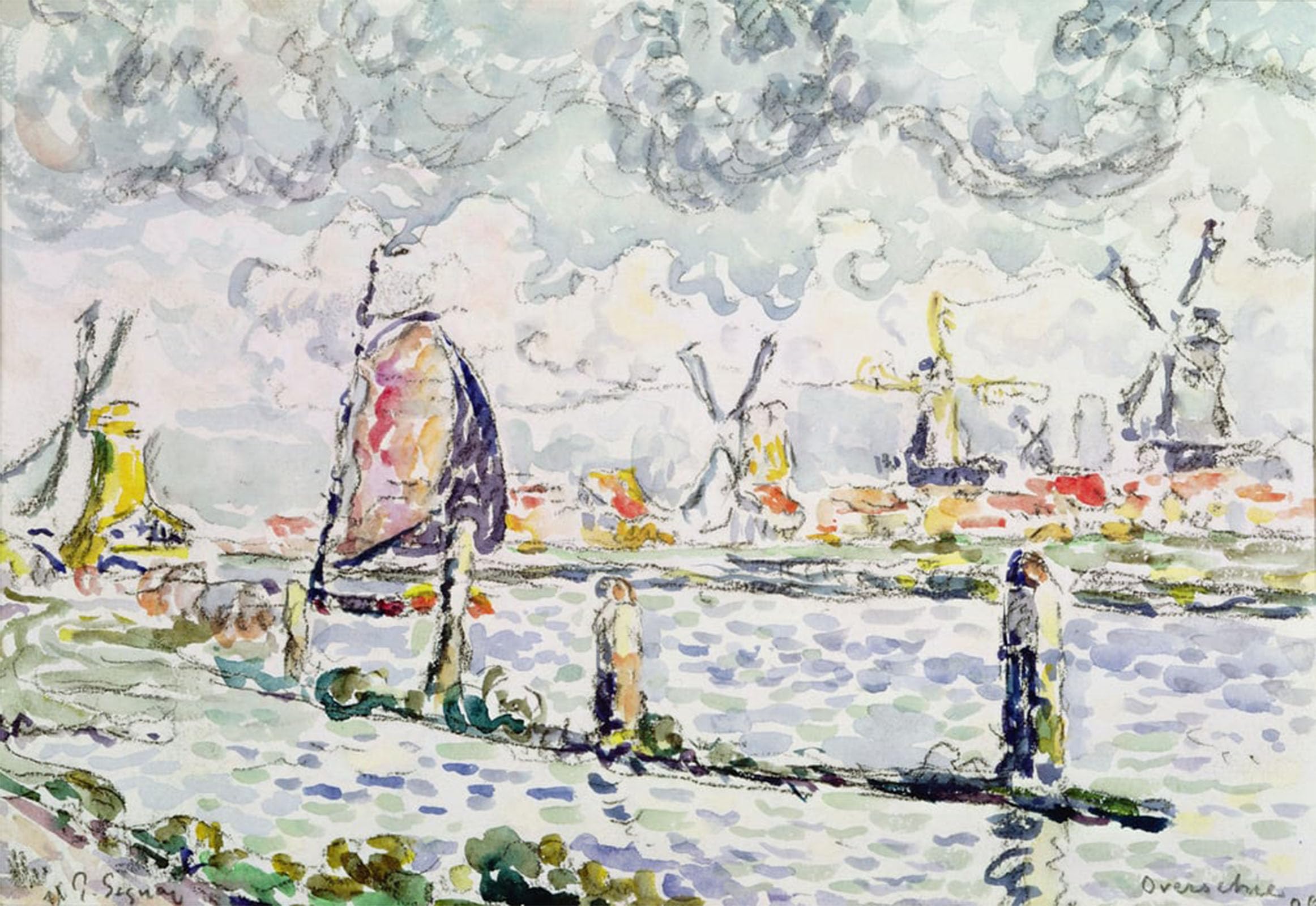Artxlxxbn No Frame Famous Art Print Poster Vintage Wall Art Overschie By Paul Signac Canvas Art Poster For Home Decor 60X90cm