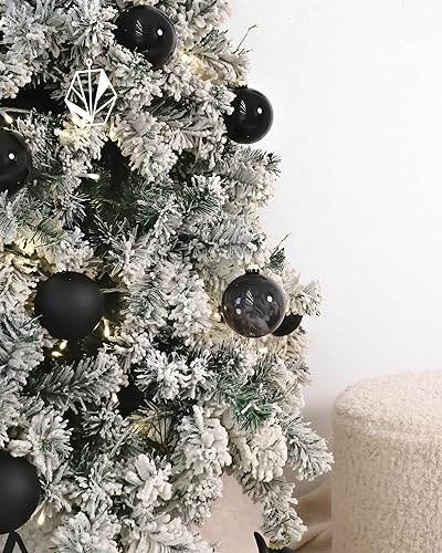 Miniatura 5 de DN DECONATION Adornos de bola de Navidad de cristal negro, juego de 9, bolas de Navidad colgantes de 3 pies para decoración del árbol de Navidad,