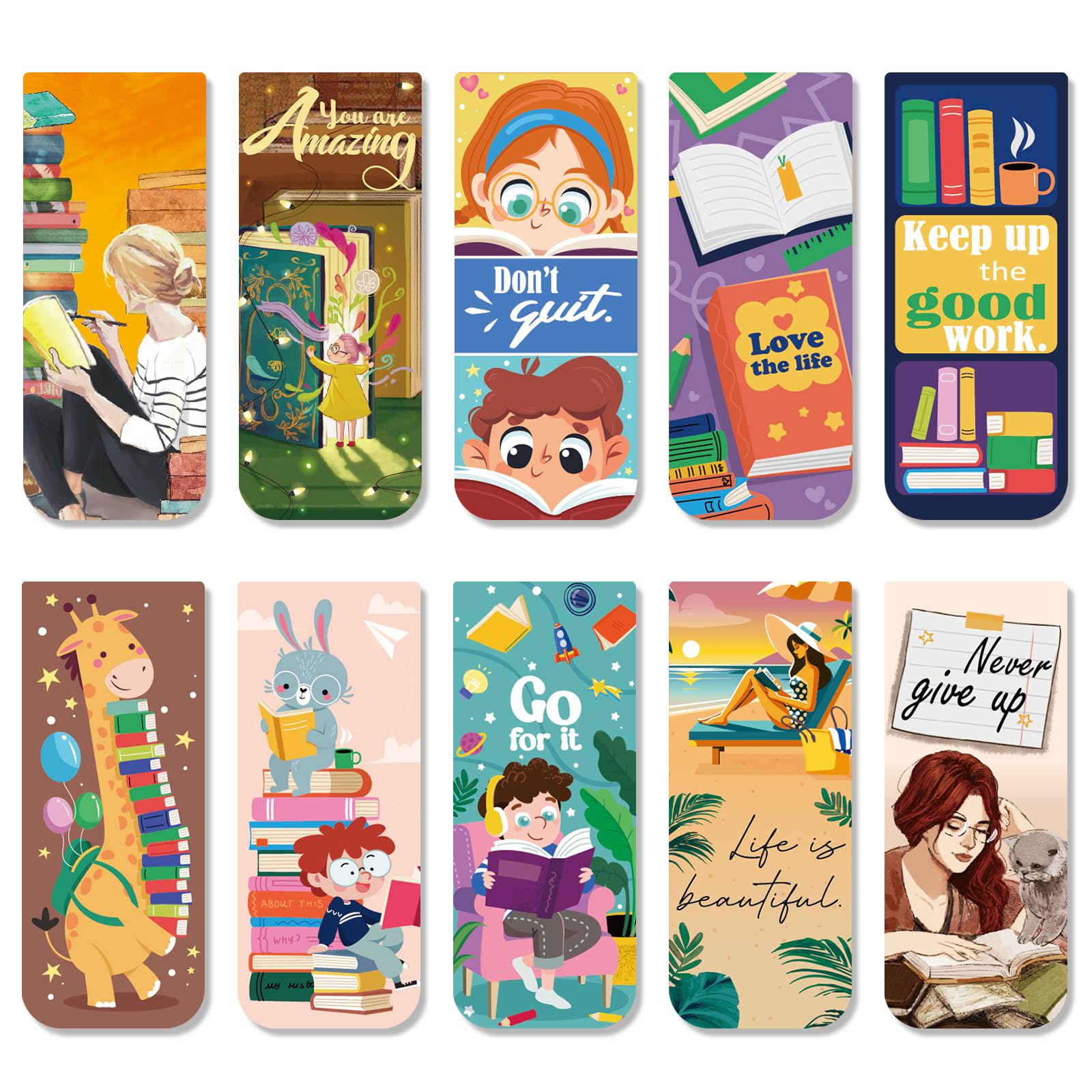 JSRQT 30 Marcadores Magnéticos Inspiradoras Marcadores de Libros Puntos de Libro Detalles Cumpleaños Infantiles Marcapaginas Libro para Estudiantes Oficina Lindo Bookmark para Suministros Lectura