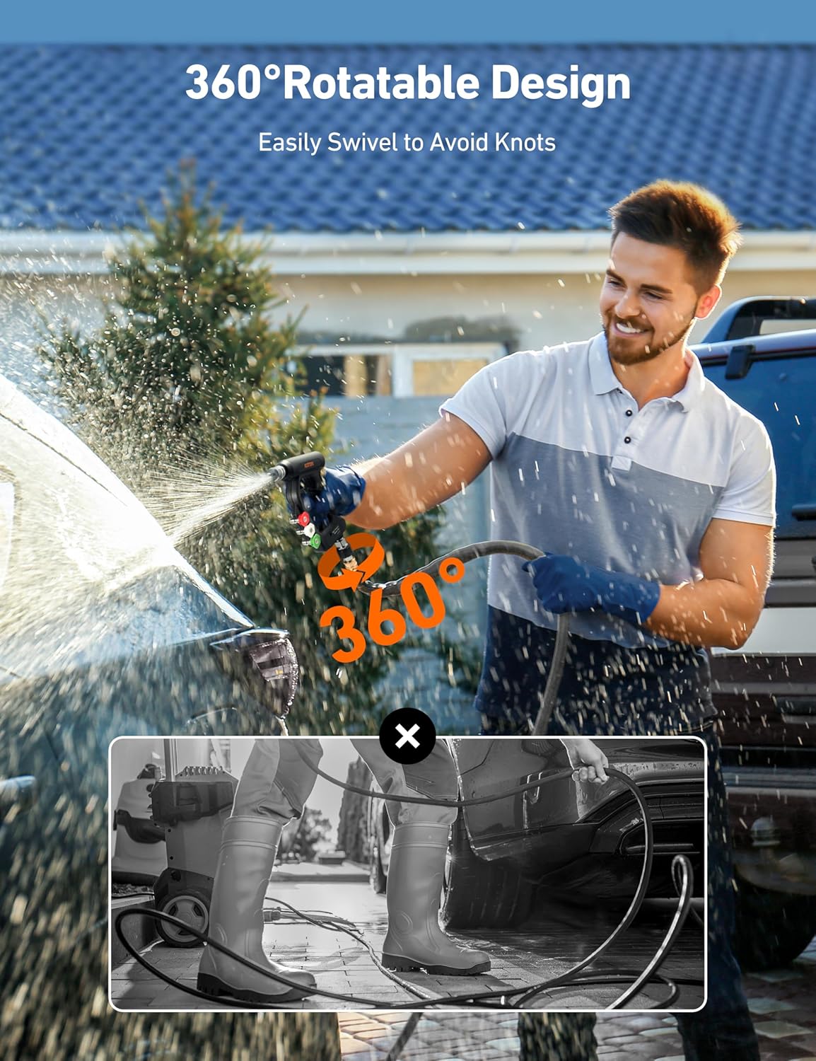 AstroAI Pressure Washer Quick Connect Kit and Short Pressure Washer Gun