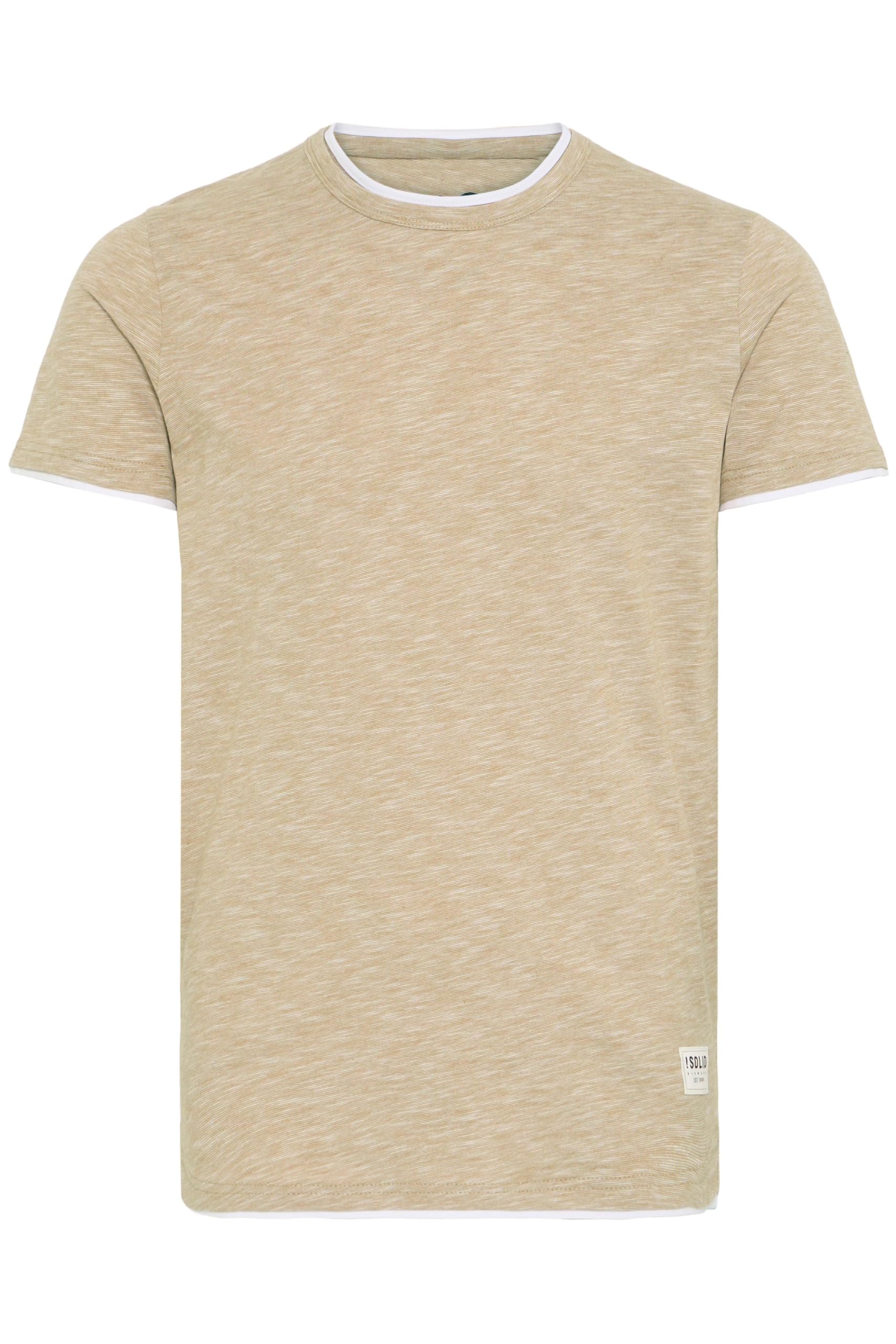 !Solid SDRigos Herren T-Shirt Kurzarm Shirt mit Rundhals-Ausschnitt im Double-Layer-Look 100% Baumwolle Regular fit
