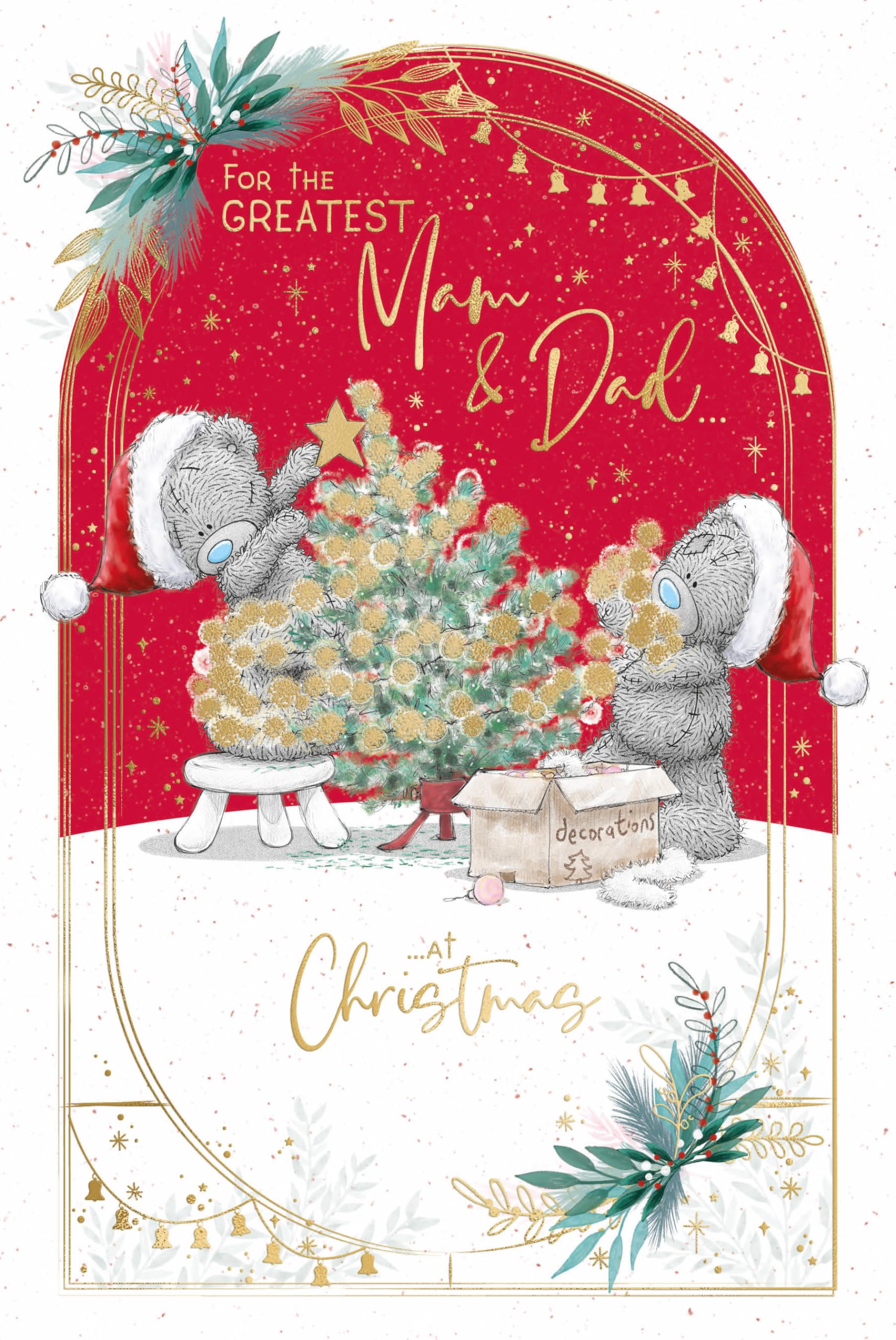 Me To You Tatty Teddy Christmas Card For Mam And Dad 6x9ins - Official Collection