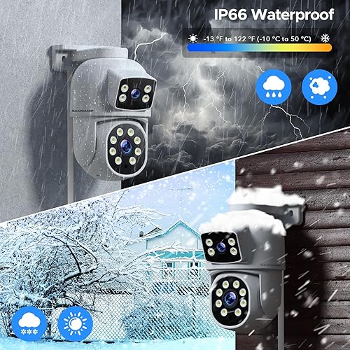 Miniatura 9 de CAMCAMP Sistema de cámara de seguridad POE, sistema de cámara de seguridad con cable de doble lente para exteriores, 4 cámaras 2 en 1, audio de 2
