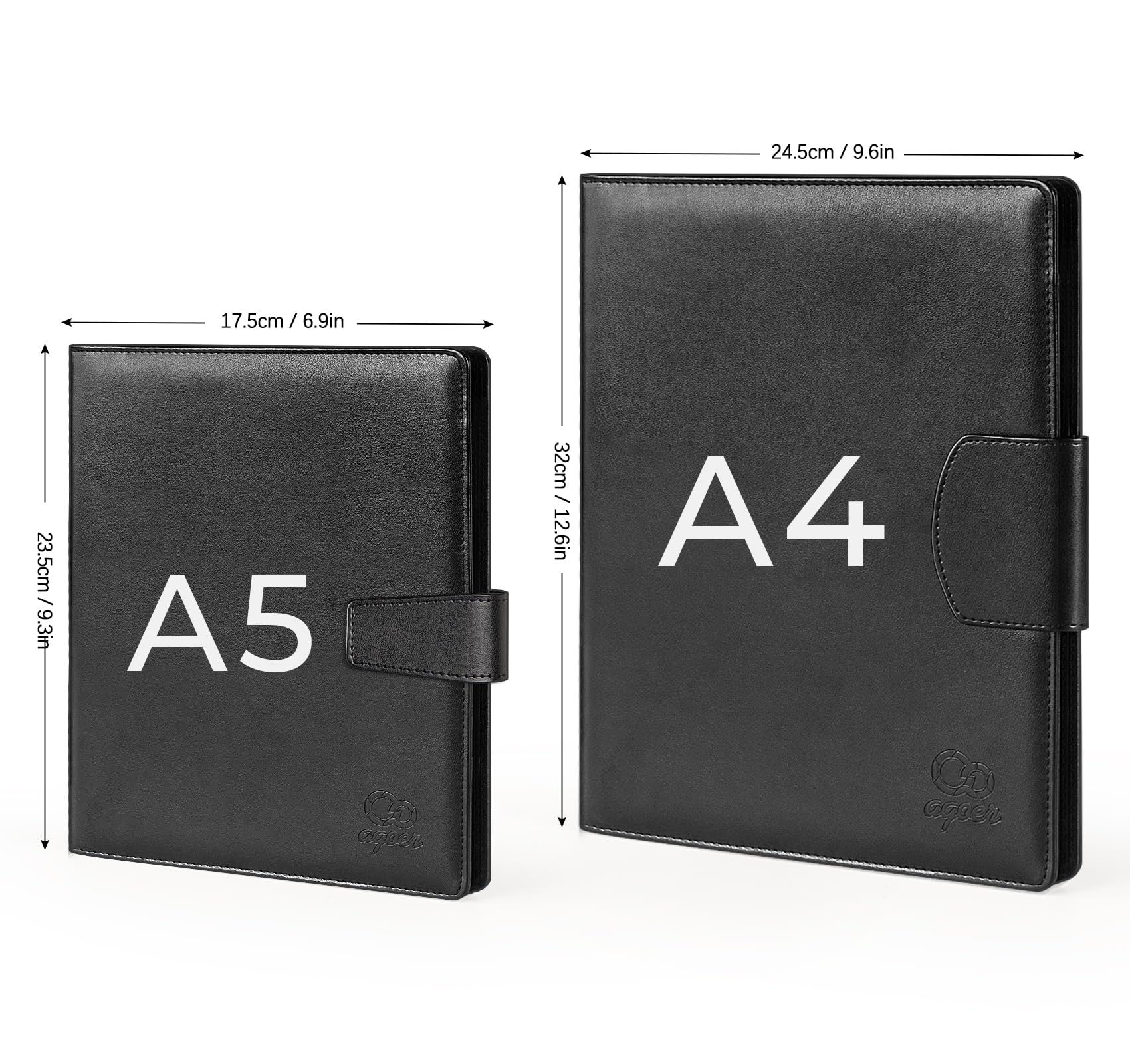 Agoer Conférencier A5 Cuir PU Avec Fermeture Magnétique – Porte-Documents Multifonction + Bloc-Notes & Stylo – Idéal Pro Et Étudiant