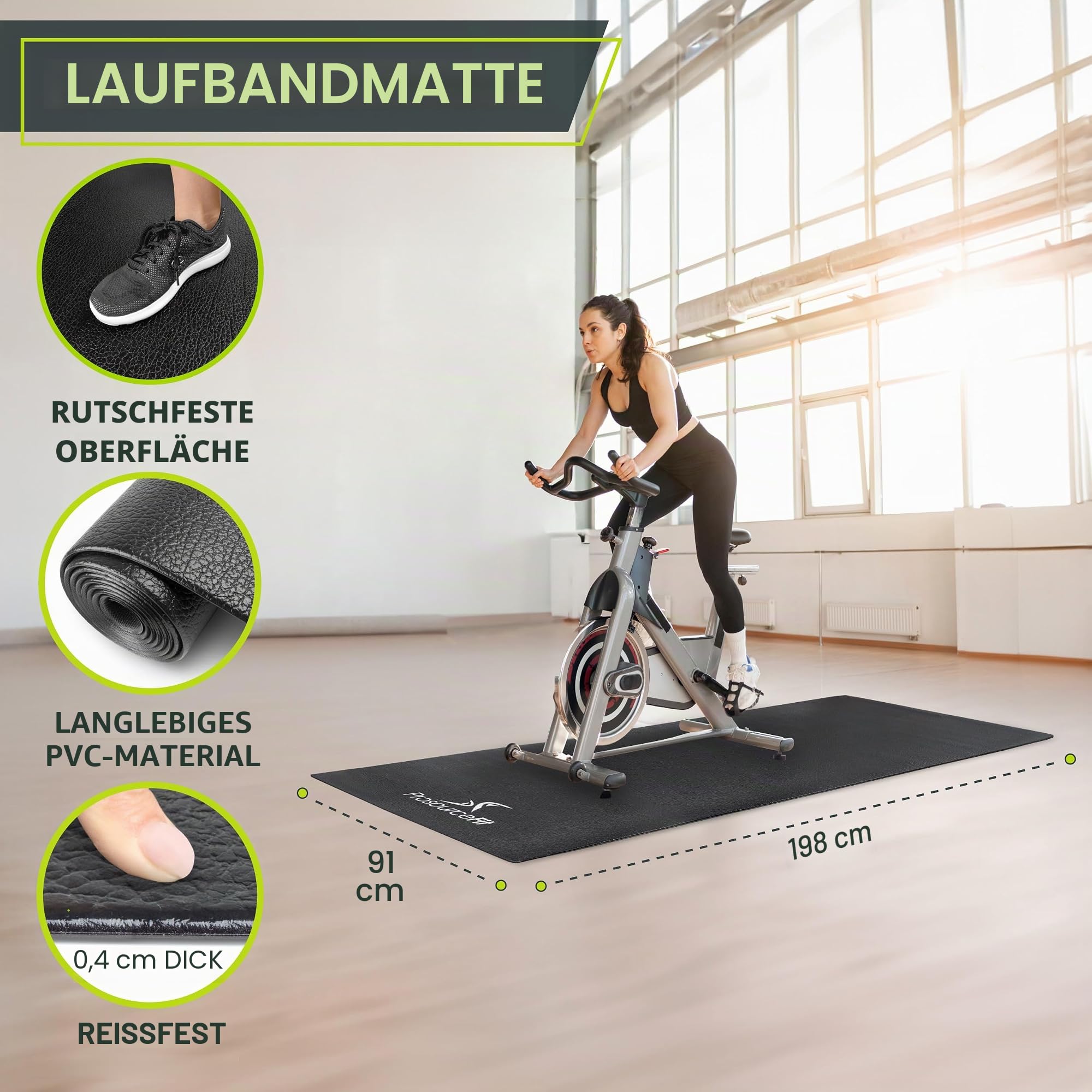 ProsourceFit Exercise Equipment & Treadmill Mat High Density PVC Floor Protector, 3 x 6.5-feet