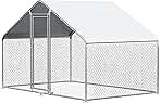 Chicken Coop Large Metal Chicken Run for 6/10 Chickens Poultry Cage with Waterproof Cover for Duck Walk-in Chicken Pen for Yard