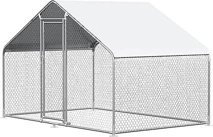 Chicken Coop Large Metal Chicken Run for 6/10 Chickens Poultry Cage with Waterproof Cover for Duck Walk-in Chicken Pen for Yard