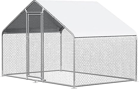 Chicken Coop Large Metal Chicken Run for 6/10 Chickens Poultry Cage with Waterproof Cover for Duck Walk-in Chicken Pen for Yard